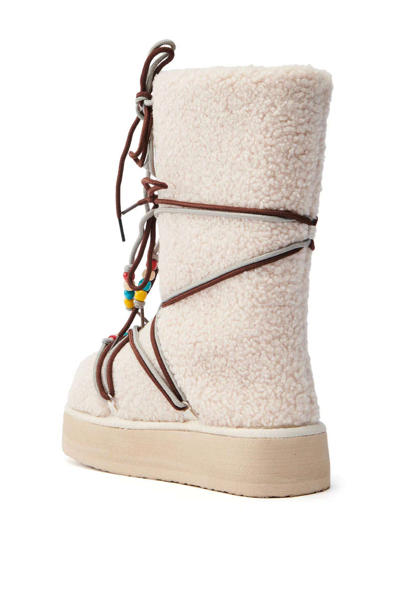 TIGHTROPES BEIGE SHERPA WITH BEADS FLAT BOOTIE - Image 5