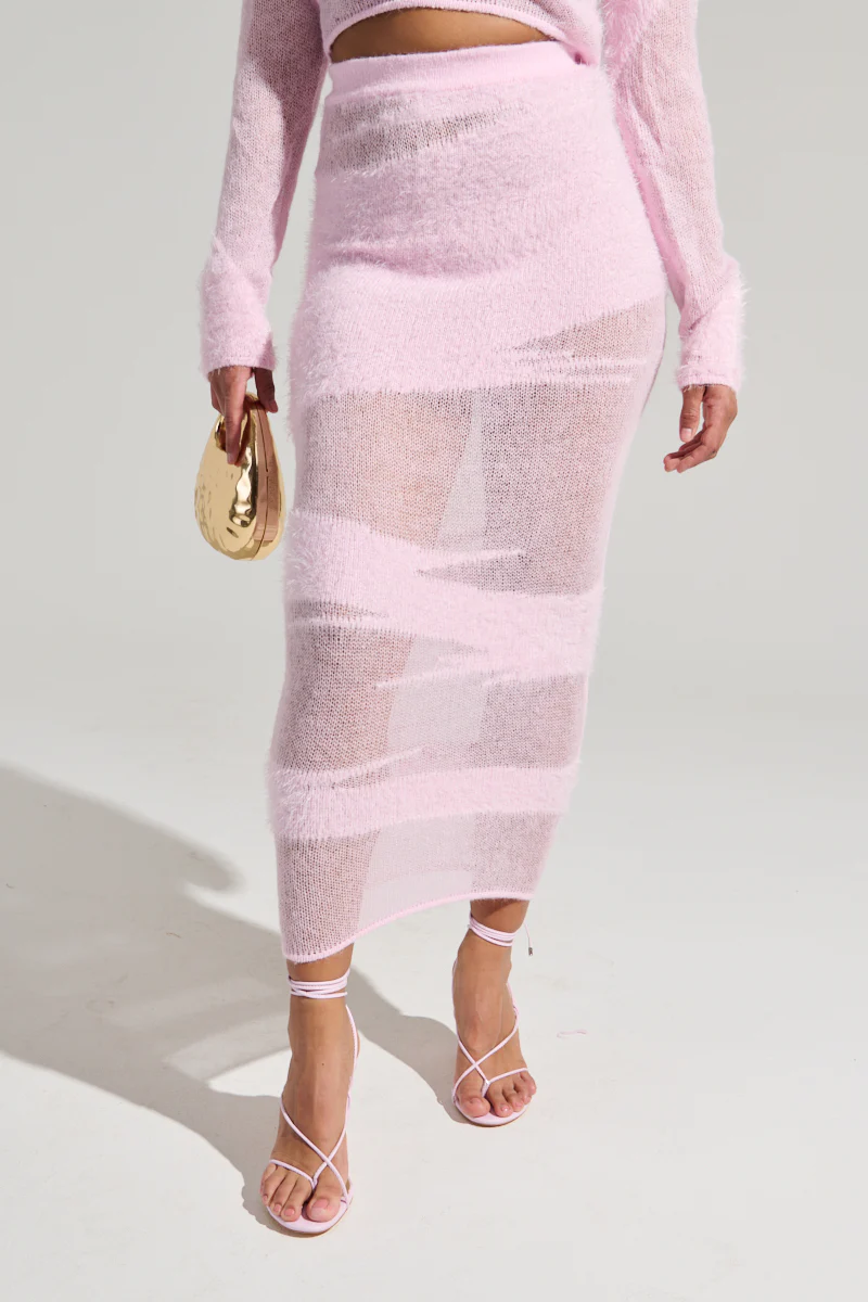 TIME FLIES MAXI SKIRT IN LIGHT PINK - Image 3