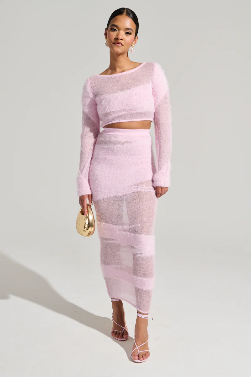 TIME FLIES MAXI SKIRT IN LIGHT PINK - Image 6
