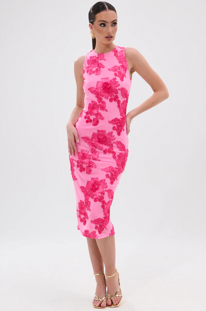 TIMELESS FLORAL MESH MIDI DRESS - Image 2