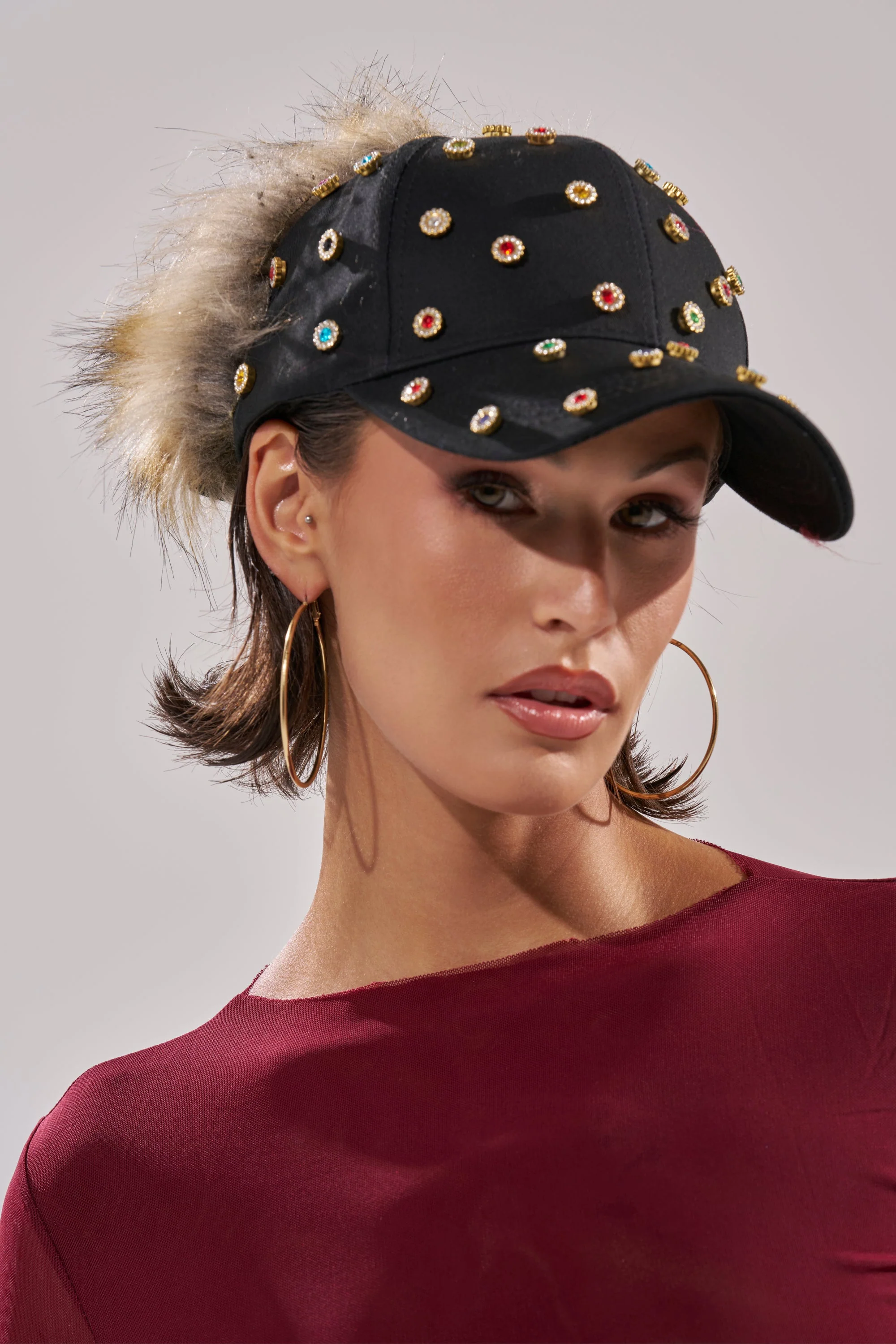 TJ FAUX FUR EMBELLISHED HAT - Image 2