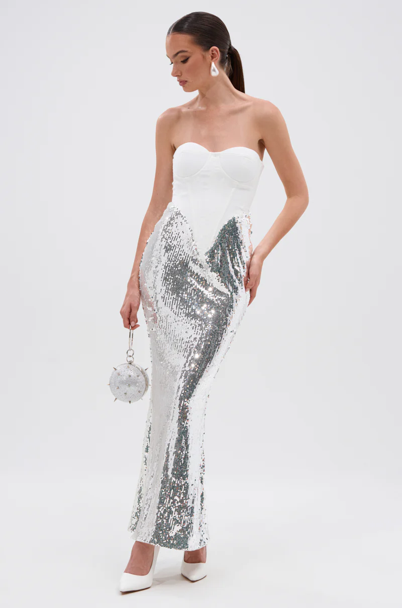 TOO GOOD FOR THIS MAXI DRESS IN WHITE