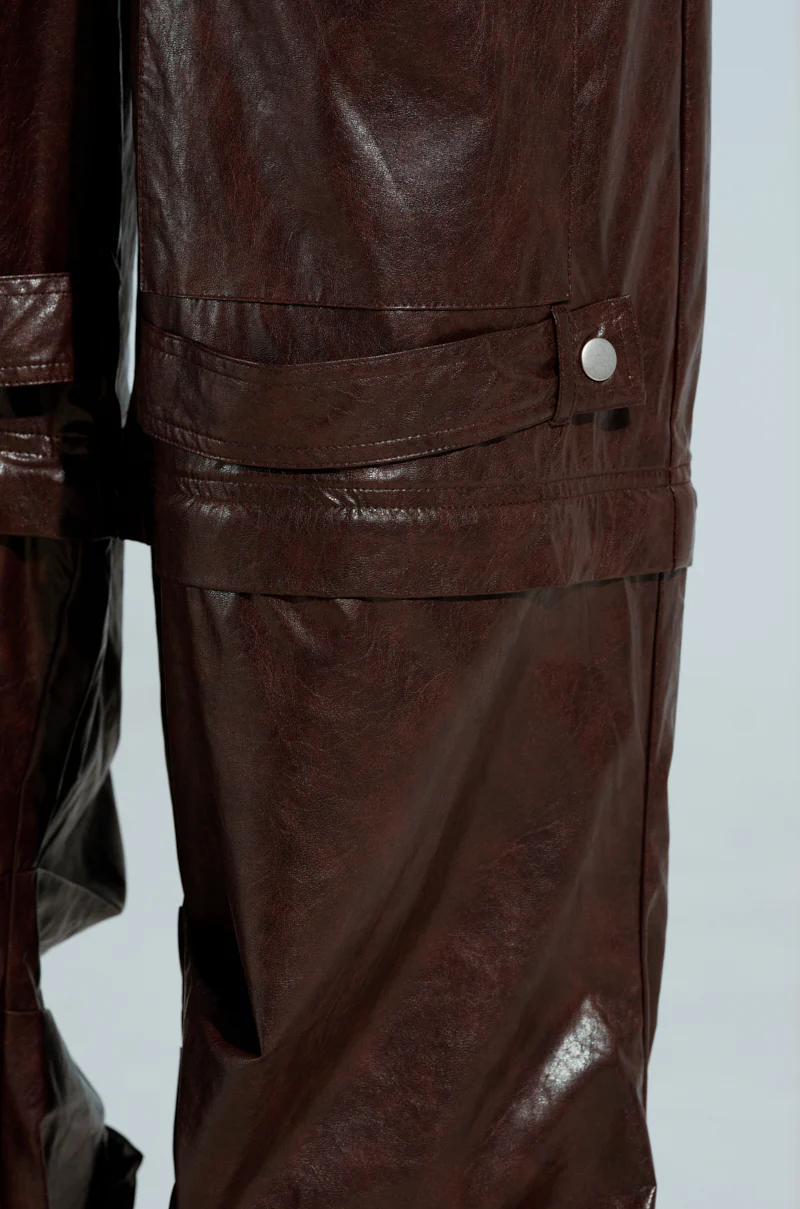TOO GOOD FAUX LEATHER WIDE LEG TROUSER - Image 6