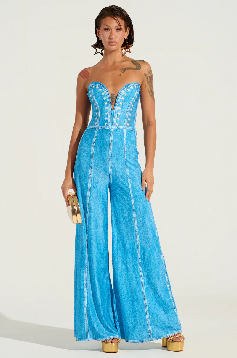 TOUCH ME DENIM JUMPSUIT IN BLUE - Image 2