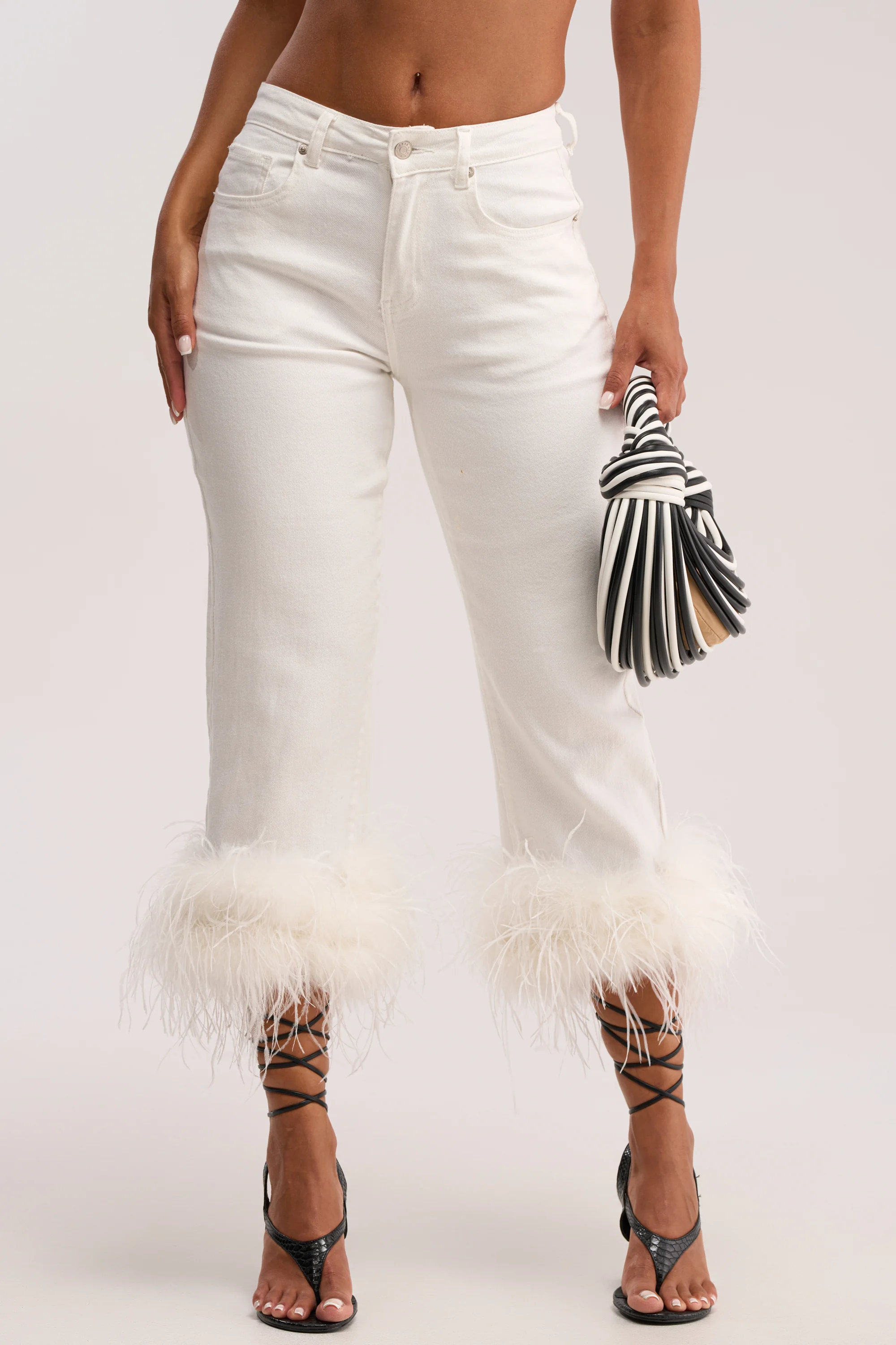 TRIPPY LIKE ME DENIM PANT WITH FEATHER - Image 3