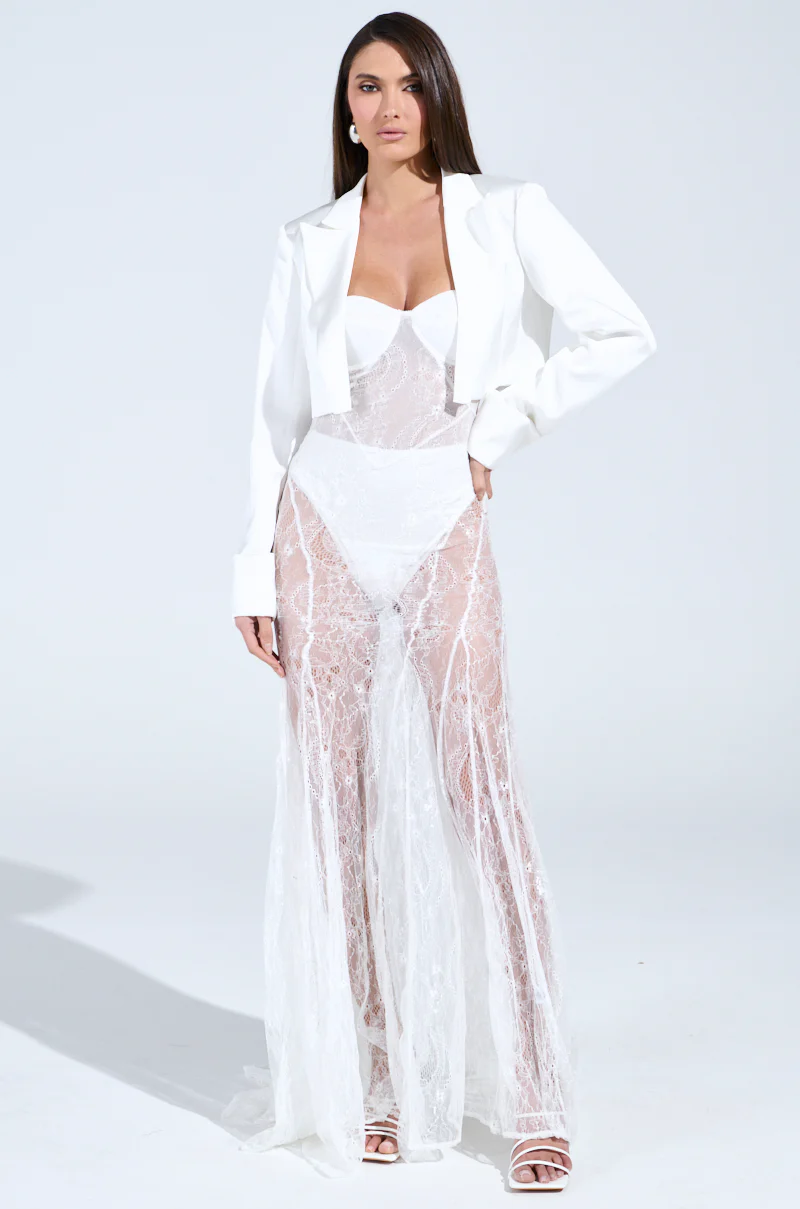TROUBLES HERE LACE MAXI DRESS IN WHITE - Image 6