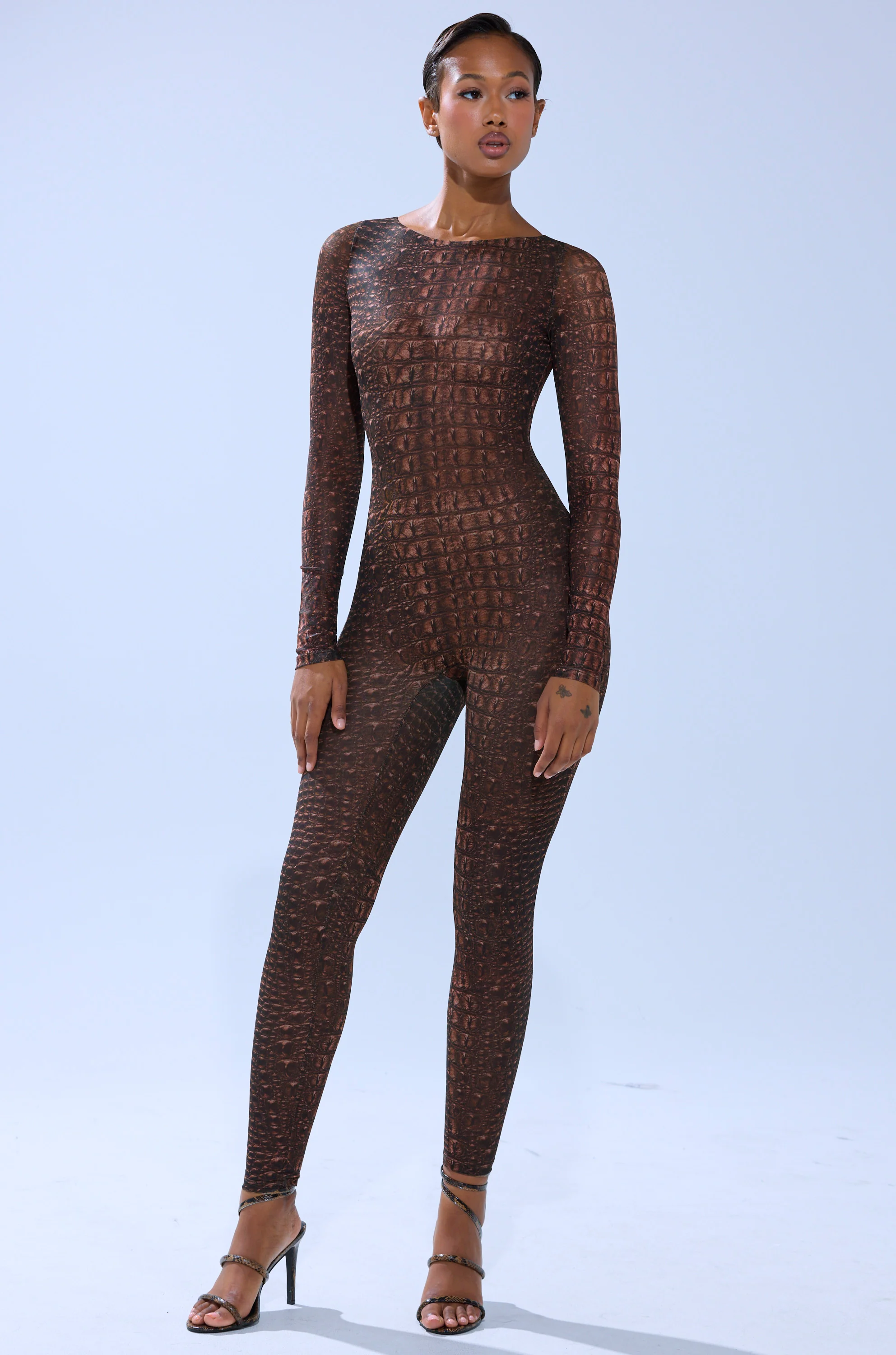 TRY AND GET ME SNAKE MESH JUMPSUIT - Image 3