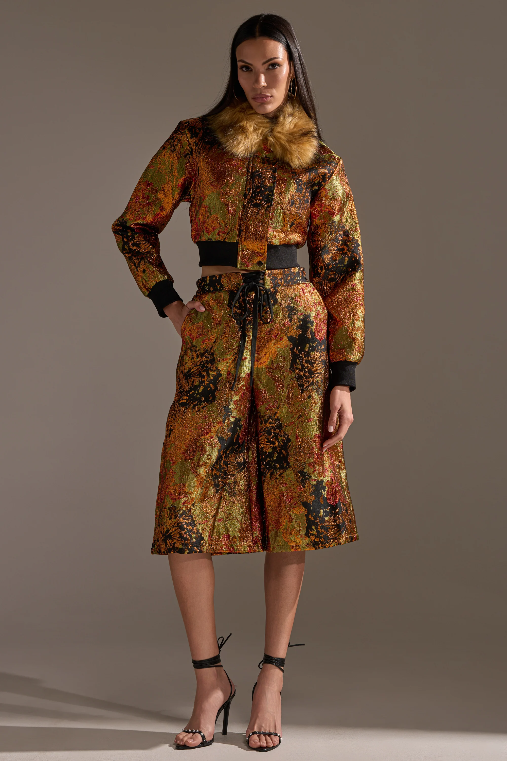 TWIN FLAME BROCADE BERMUDA SHORTS - Image 8