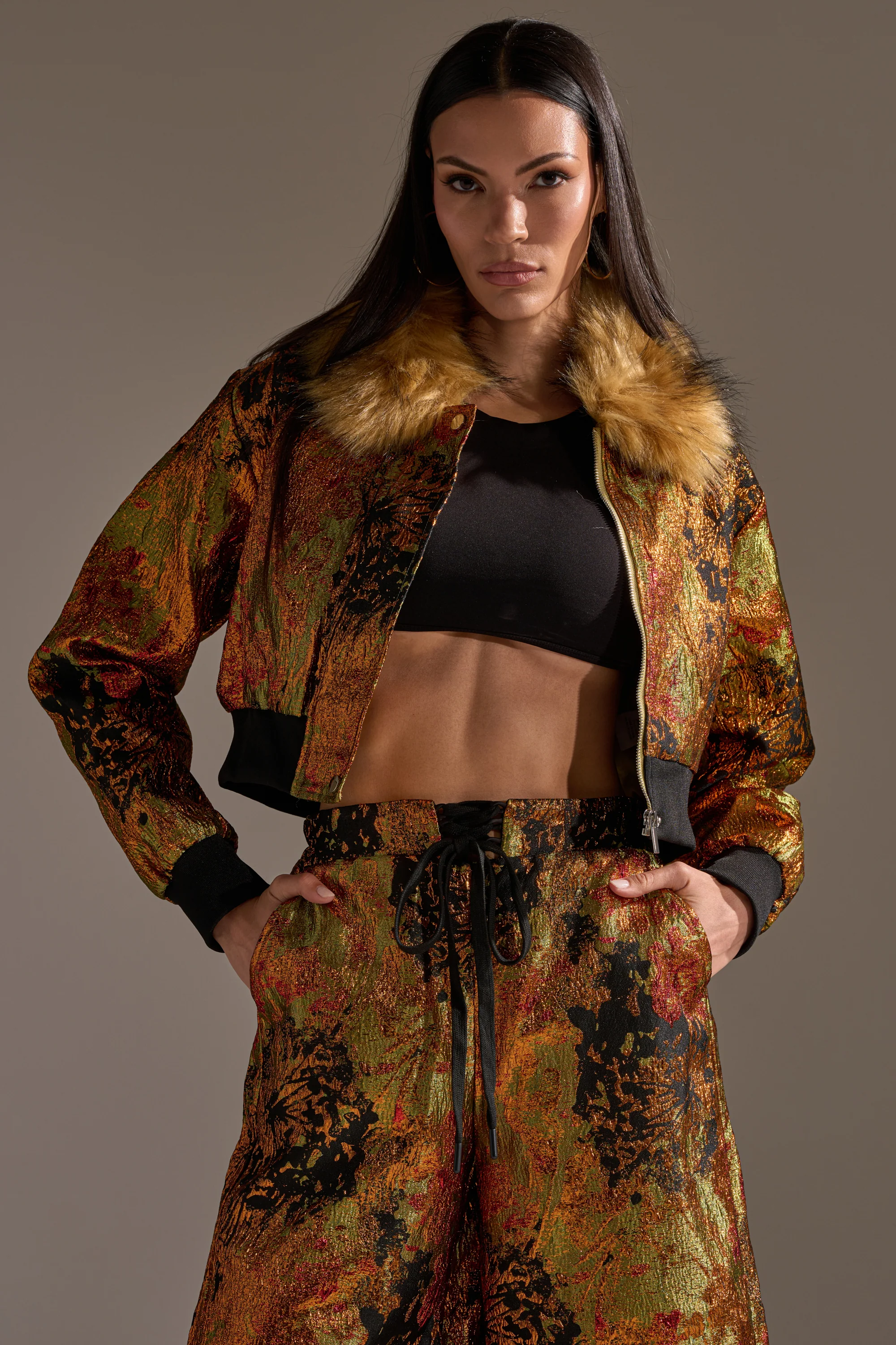 TWIN FLAME BROCADE BOMBER - Image 2