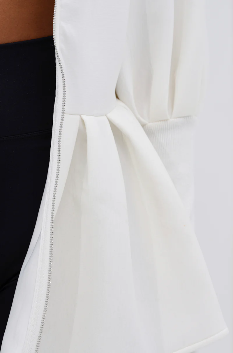 TWIN FLAME PEPLUM BOMBER IN WHITE - Image 8