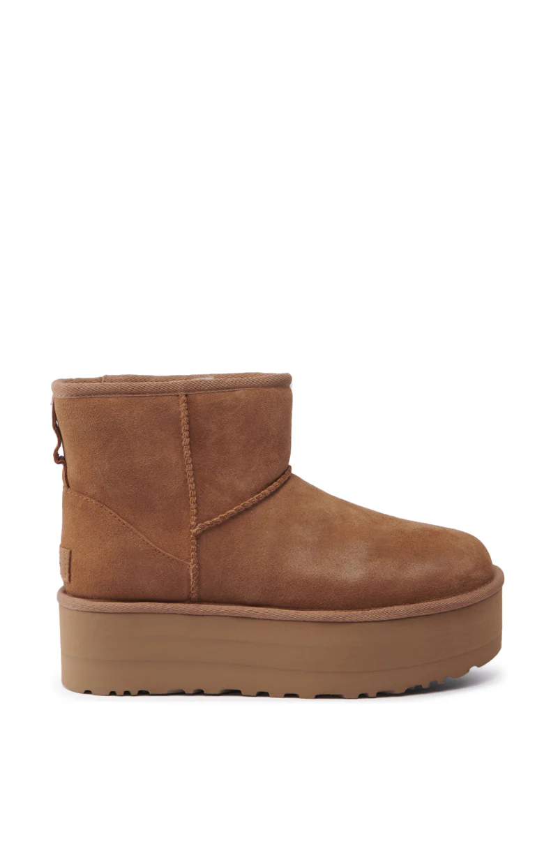UGG CLASSIC MINI PLATFORM BOOTIE IN CHESTNUT - Image 4