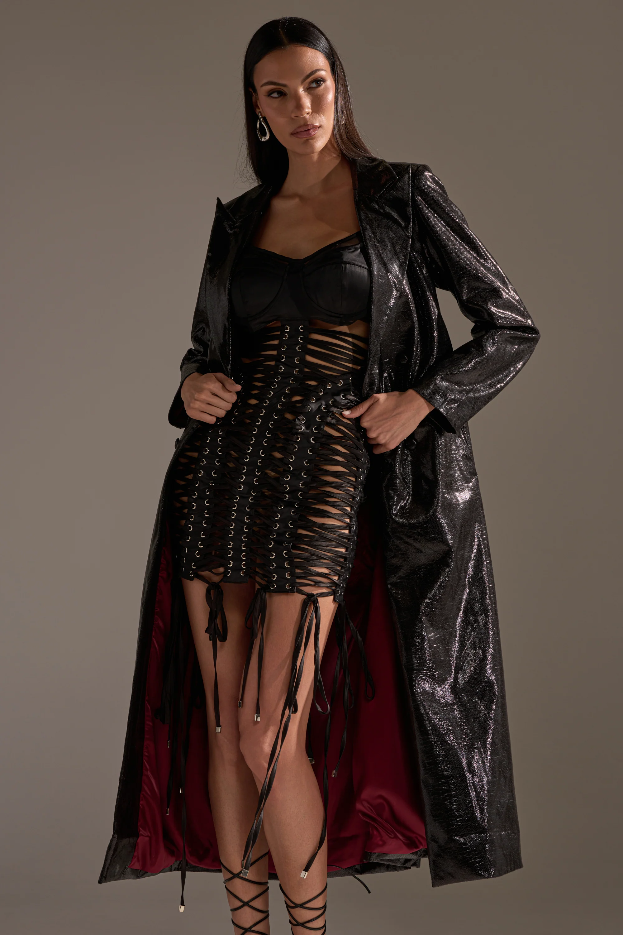 UNBREAKABLE SATIN LACE UP MINI DRESS - Image 2