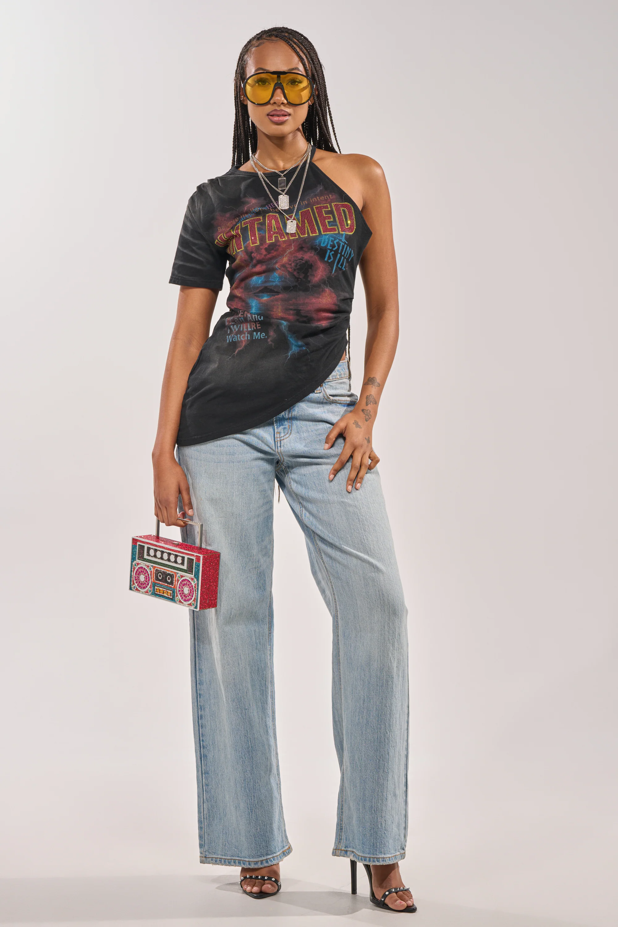 UNTAMED SINGLE SLEEVE ASYMMETRICAL TEE - Image 7