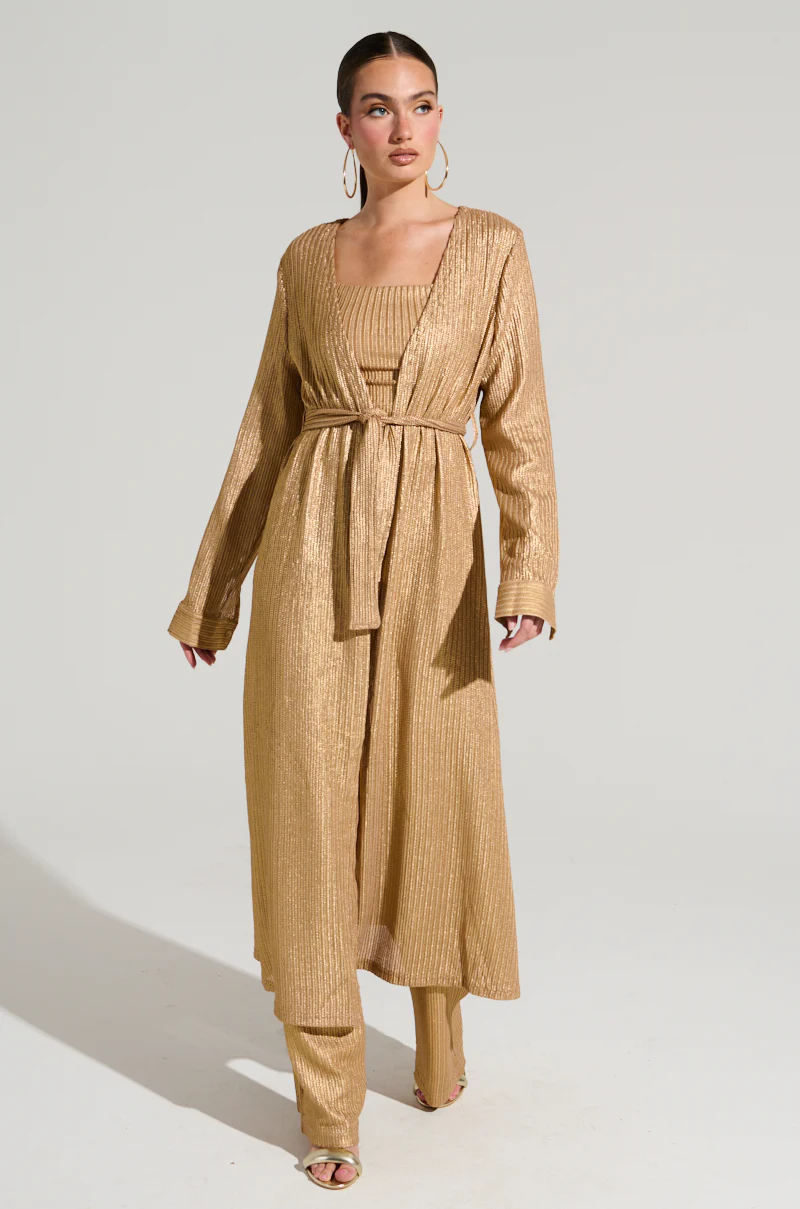 UP ALL NIGHT THINKING DUSTER IN GOLD - Image 3