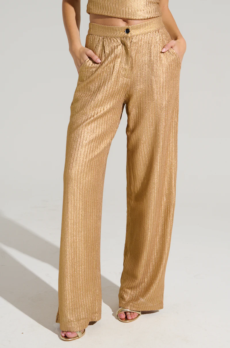 UP ALL NIGHT THINKING TROUSER IN GOLD - Image 3
