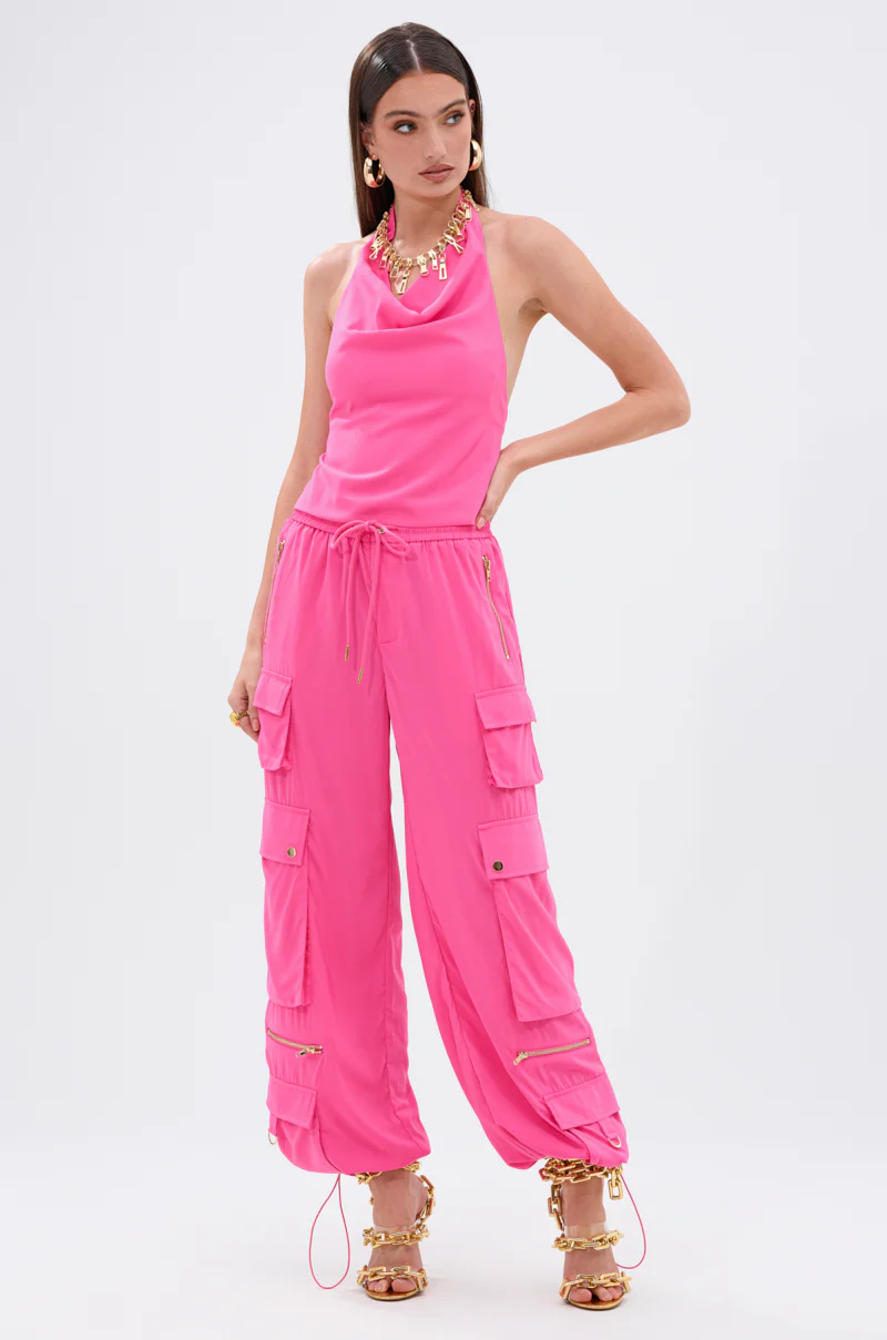 UP TO NO GOOD HALTER BLOUSE IN PINK - Image 7