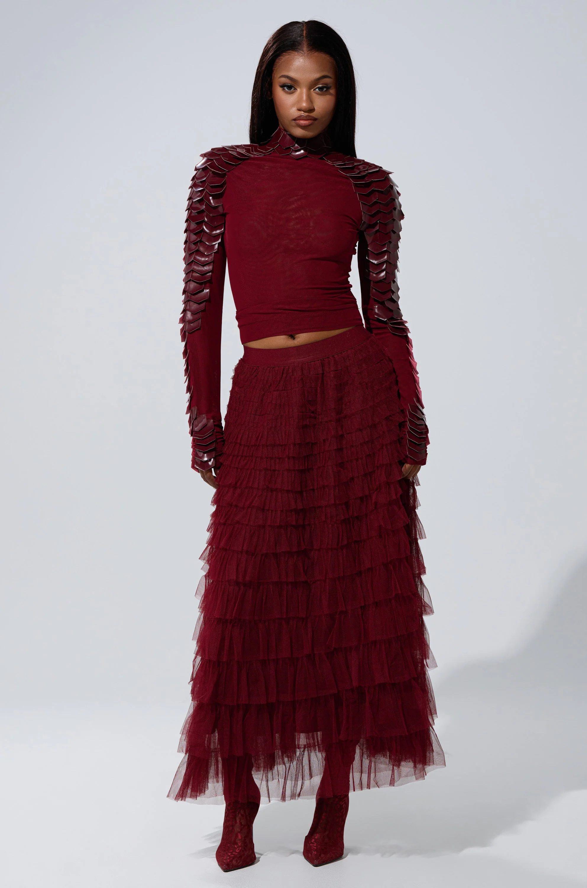 VELMA VINYL SCALE TOP IN BURGUNDY - Image 9