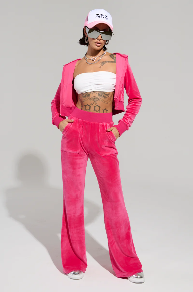 VELOUR GALORE FITTED ZIP UP IN PINK - Image 6