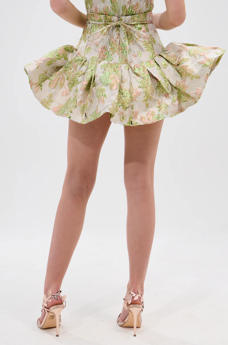 VENETIAN FLORAL BROCADE PEPLUM MINI SKIRT - Image 5