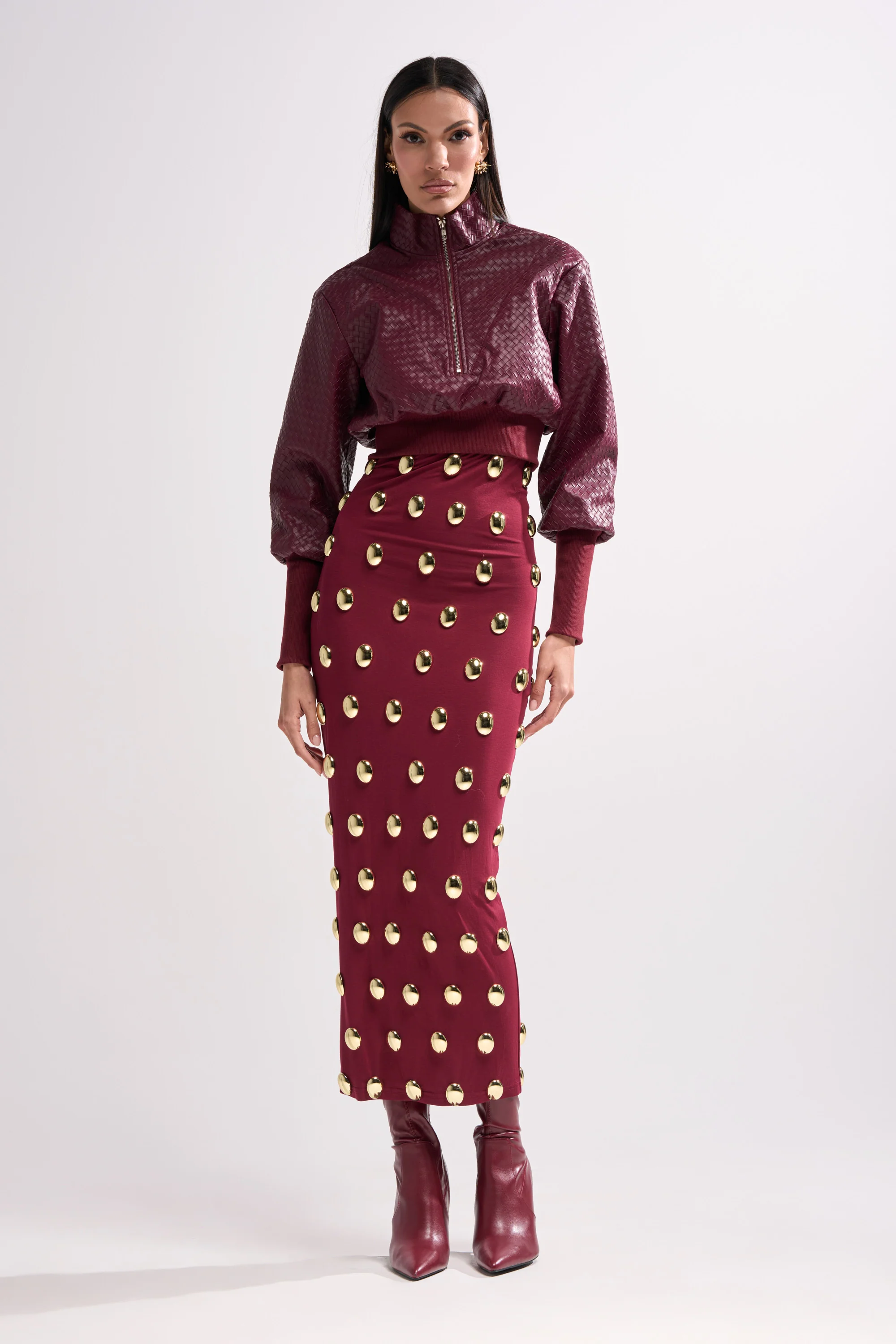 VENETTA FAUX LEATHER QUARTER ZIP SWEATSHIRT - Image 4