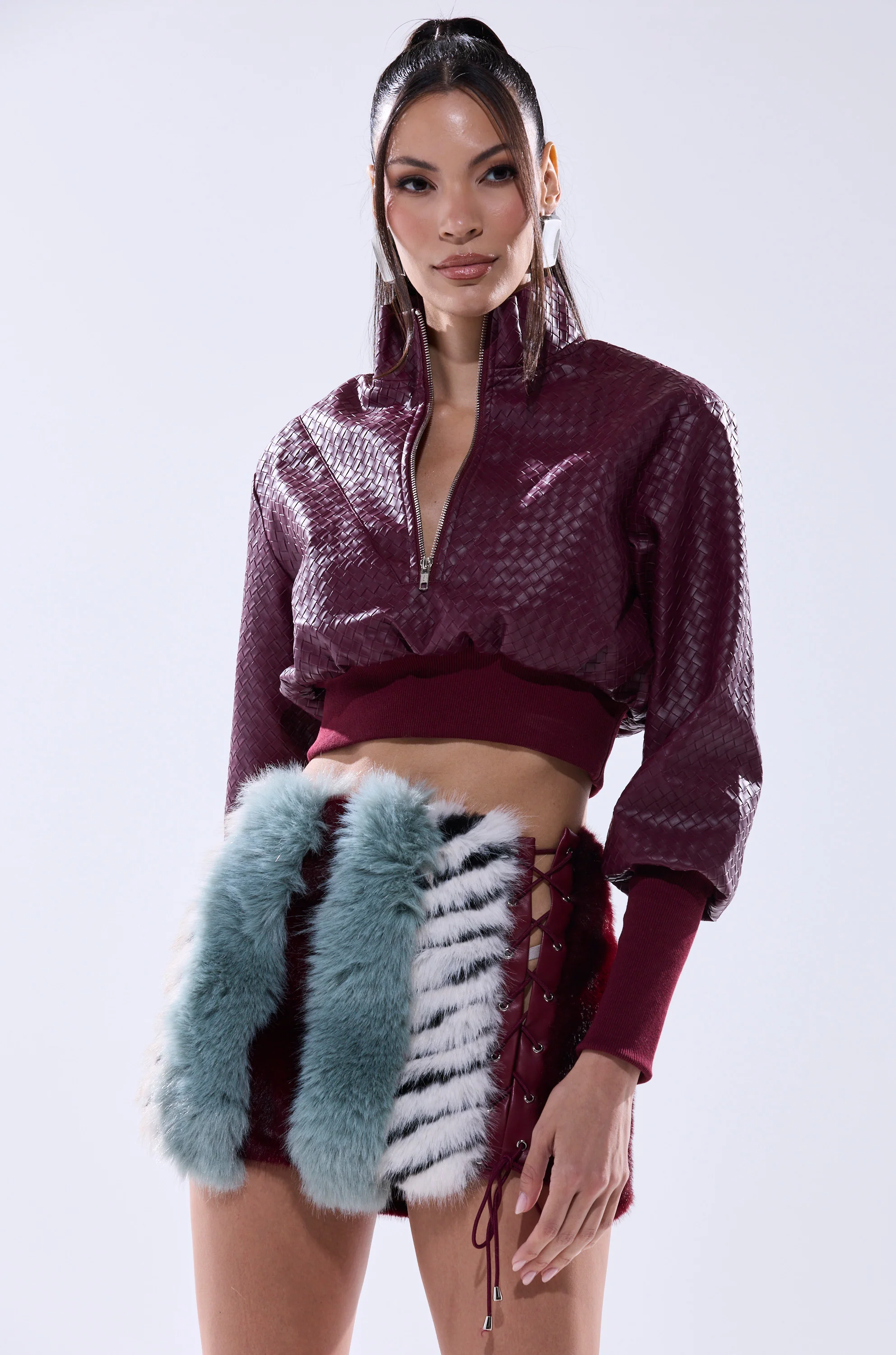 VENETTA FAUX LEATHER QUARTER ZIP SWEATSHIRT - Image 7