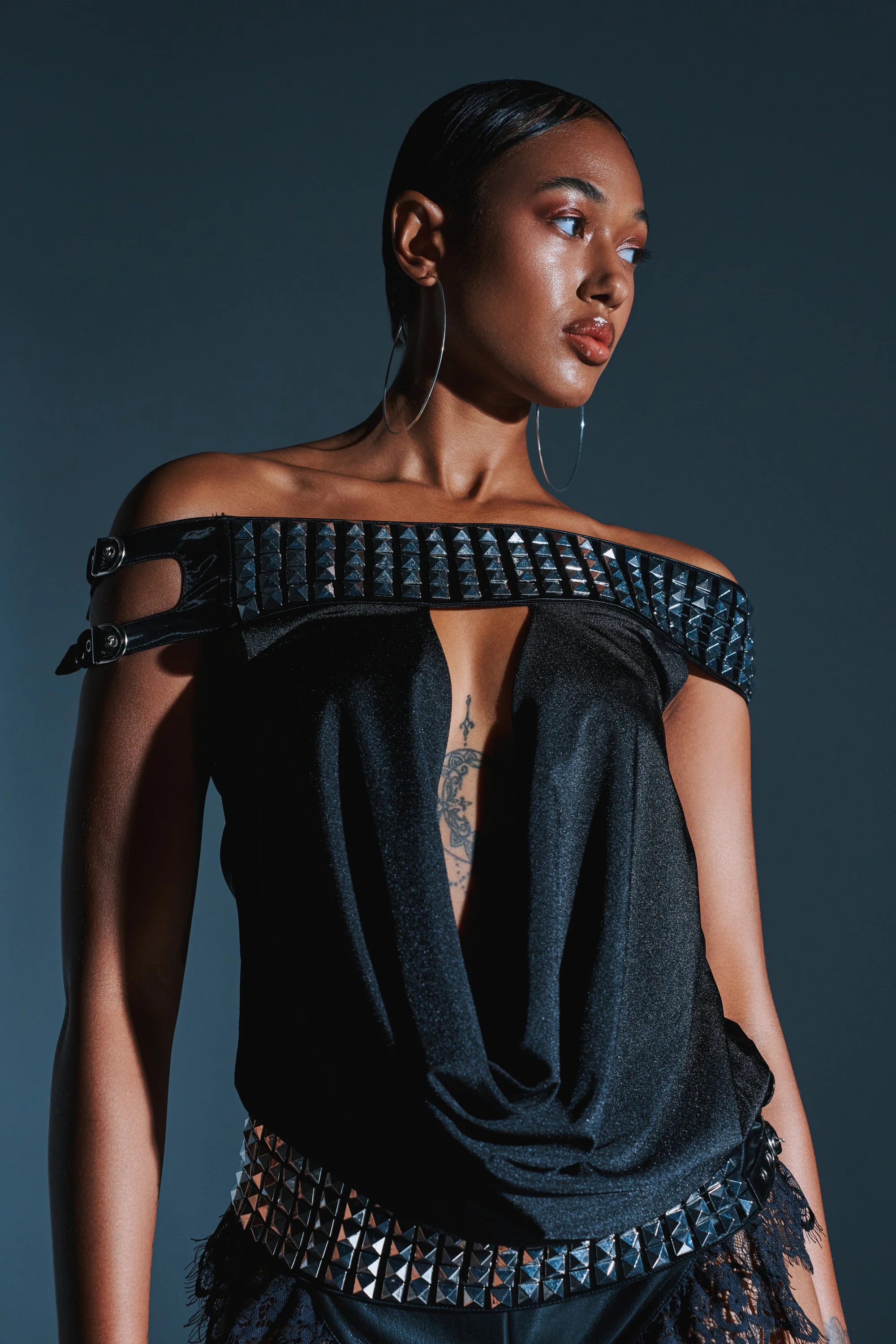 VENUS STUDDED OFF-THE-SHOULDER TOP