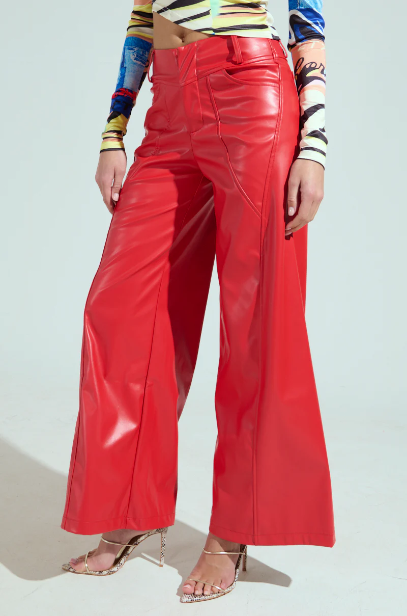 VERONICA WIDE LEG LEATHER PANTS - Image 3
