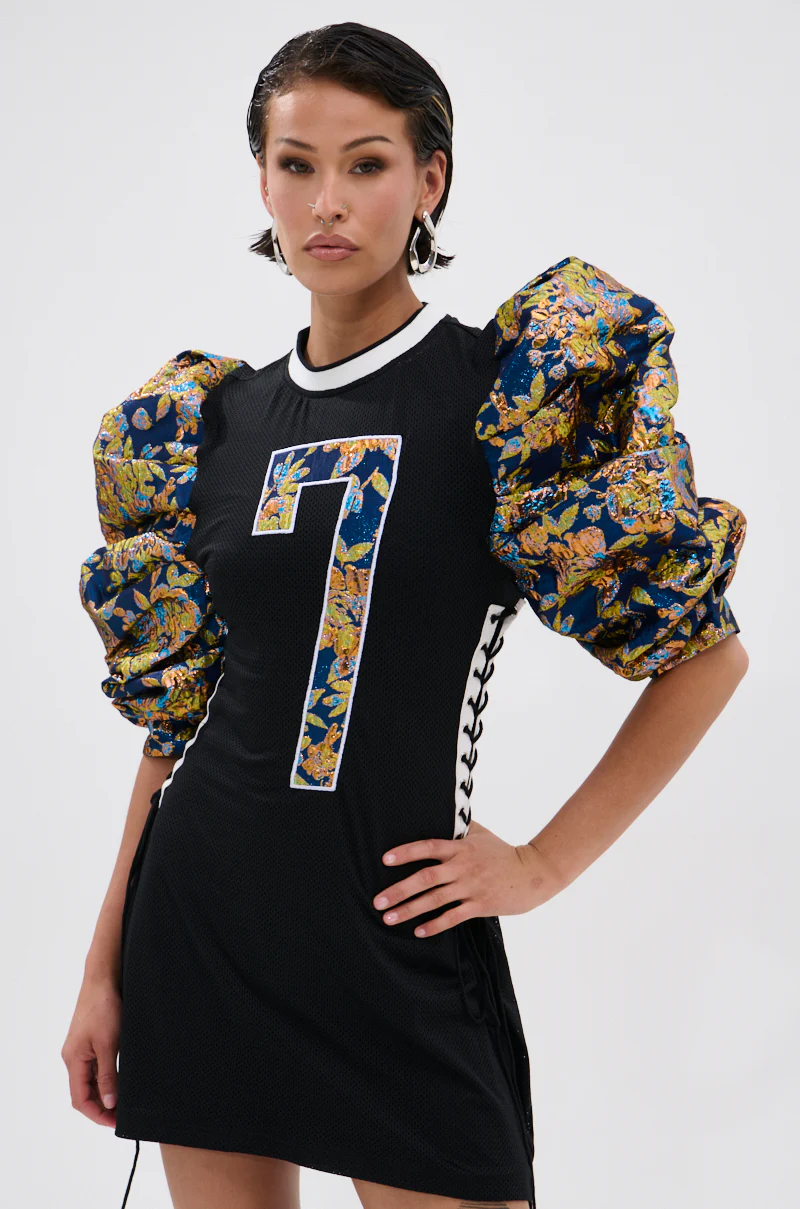 VIBIN ON THE SIDELINES JERSEY MINI DRESS