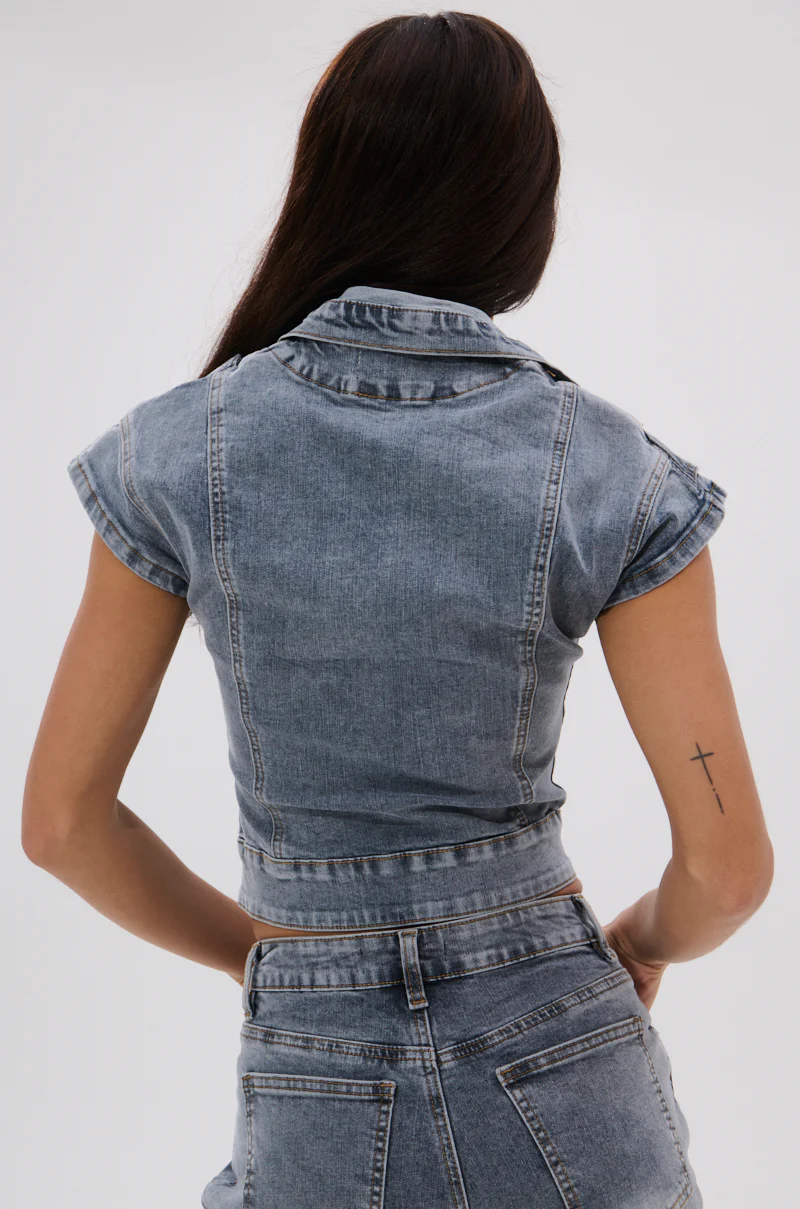 VINTAGE DENIM BLOUSE WITH PATCHES - Image 5
