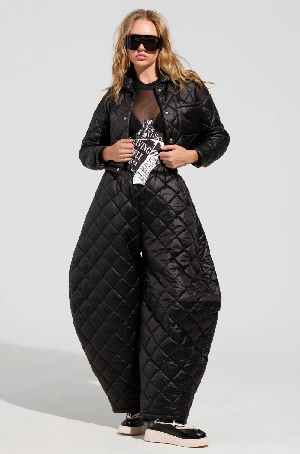 VIVI CROPPED PUFFER BOMBER IN BLACK - Image 10