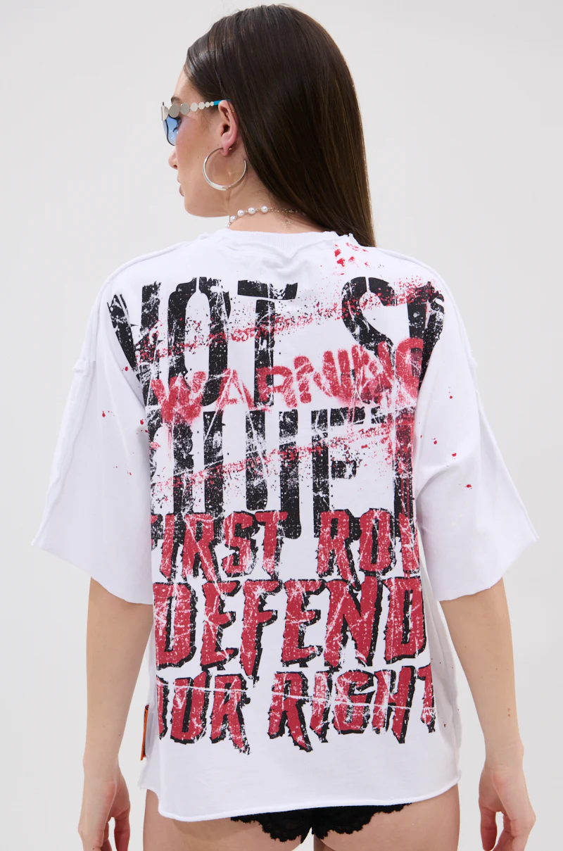 WARNING SIGNS CROPPED GRAPHIC TEE - Image 5