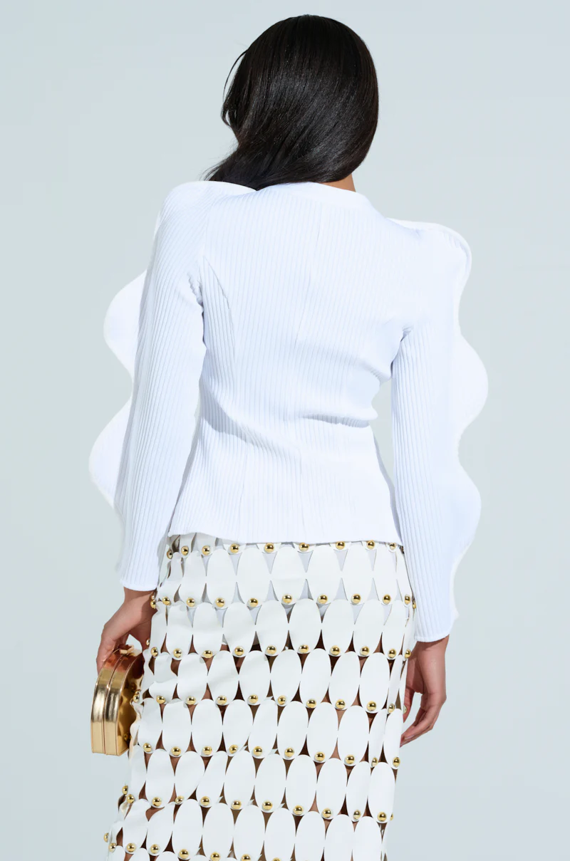 WAVY CARDIGAN IN WHITE - Image 4