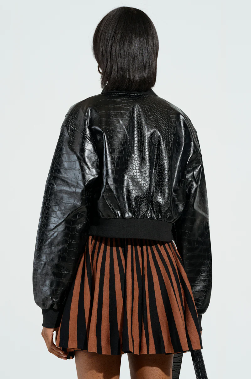 WHAT I WANT FAUX LEATHER BOMBER - Image 4