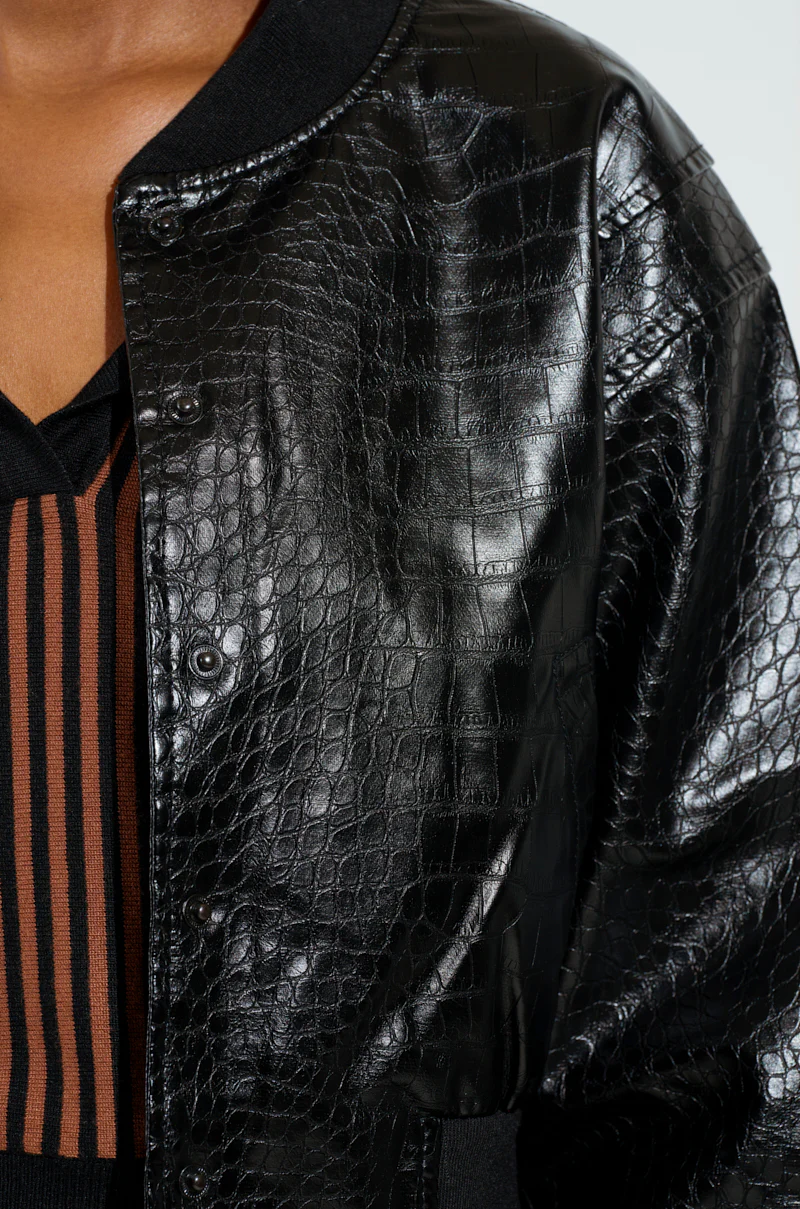 WHAT I WANT FAUX LEATHER BOMBER - Image 6