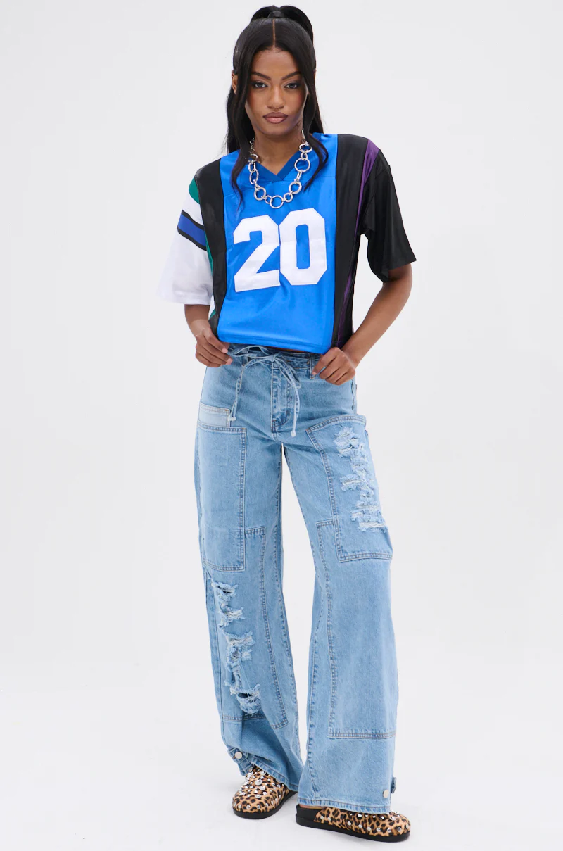 WHAT YOU WORKIN' WITH PATCHWORK JERSEY TOP - Image 9