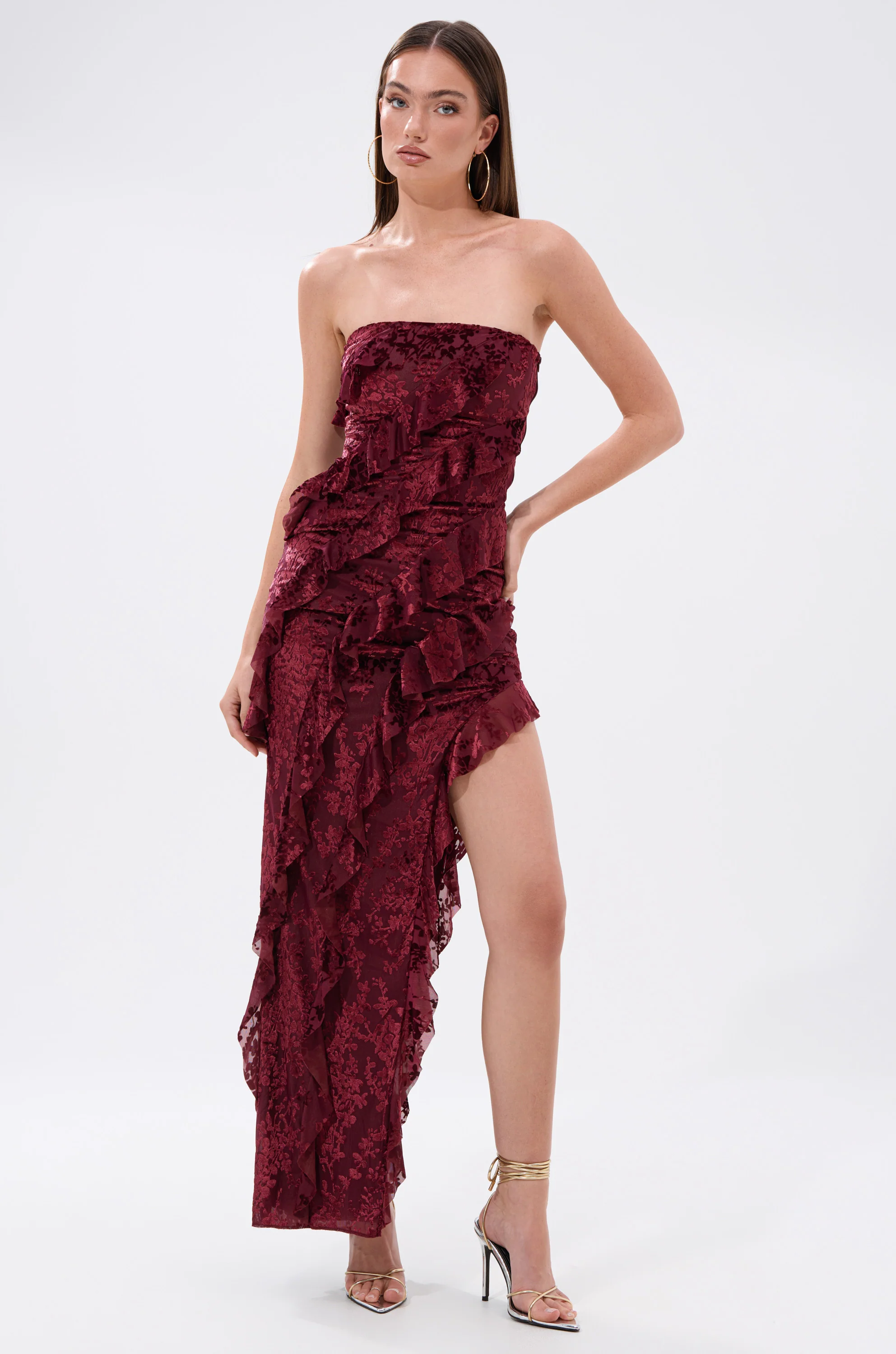 WHERE WE GOIN VELVET BURNOUT MIDI DRESS - Image 2
