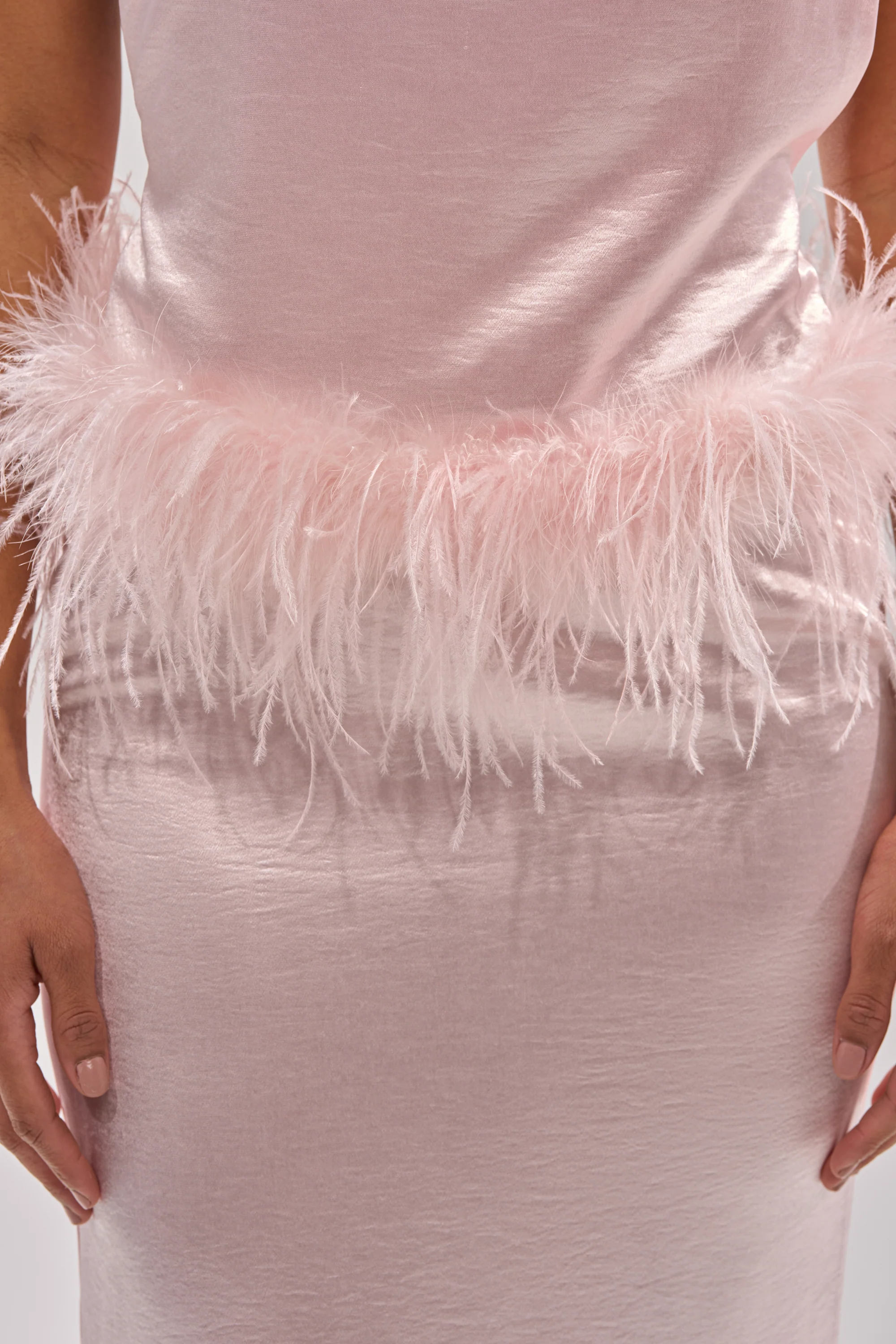 WHO IS SHE SATIN FEATHER MAXI DRESS - Image 9