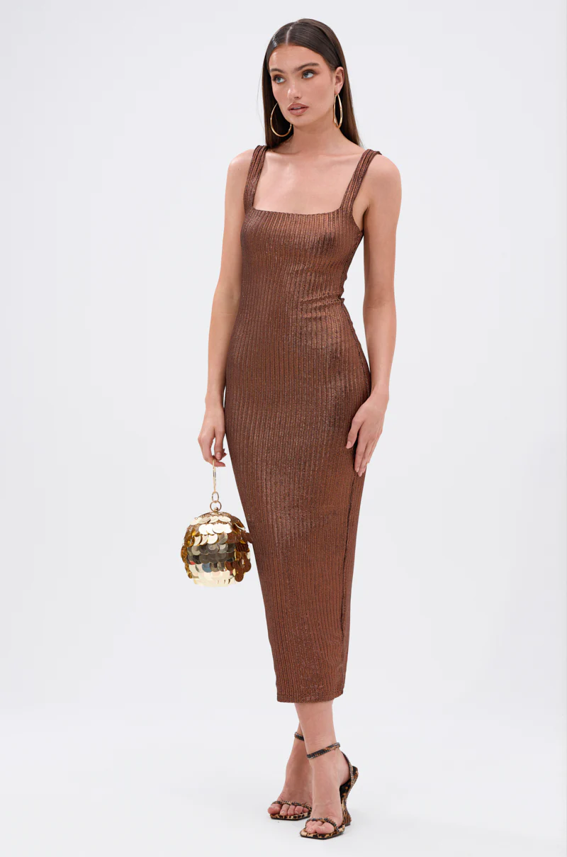 WHY NOT METALLIC MIDI DRESS IN BRONZE - Image 2