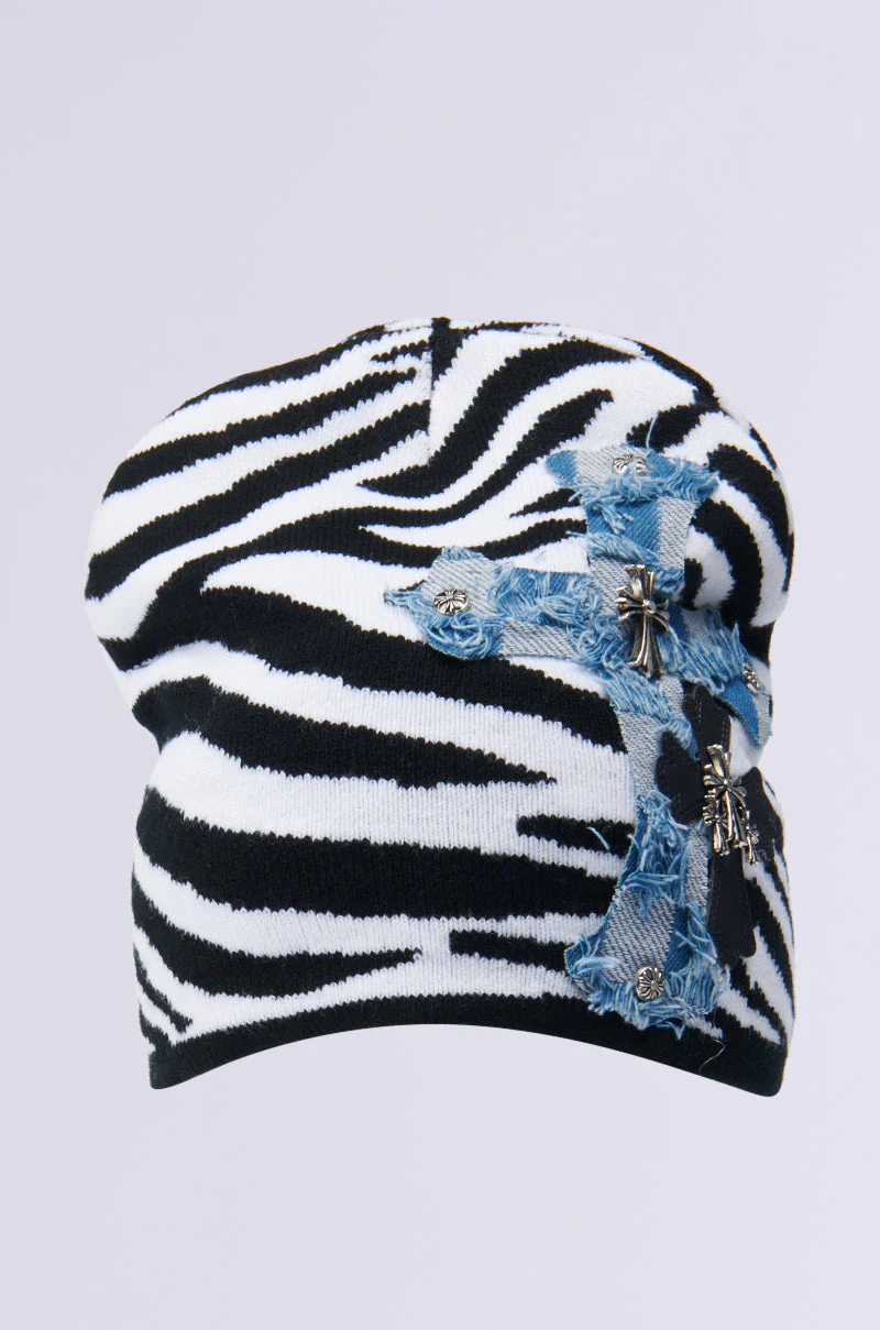 WILD ONES ZEBRA PATCH BEANIE - Image 3