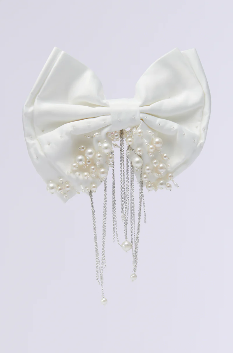 WINTER WHITE BLING HAIR BOW - Image 2