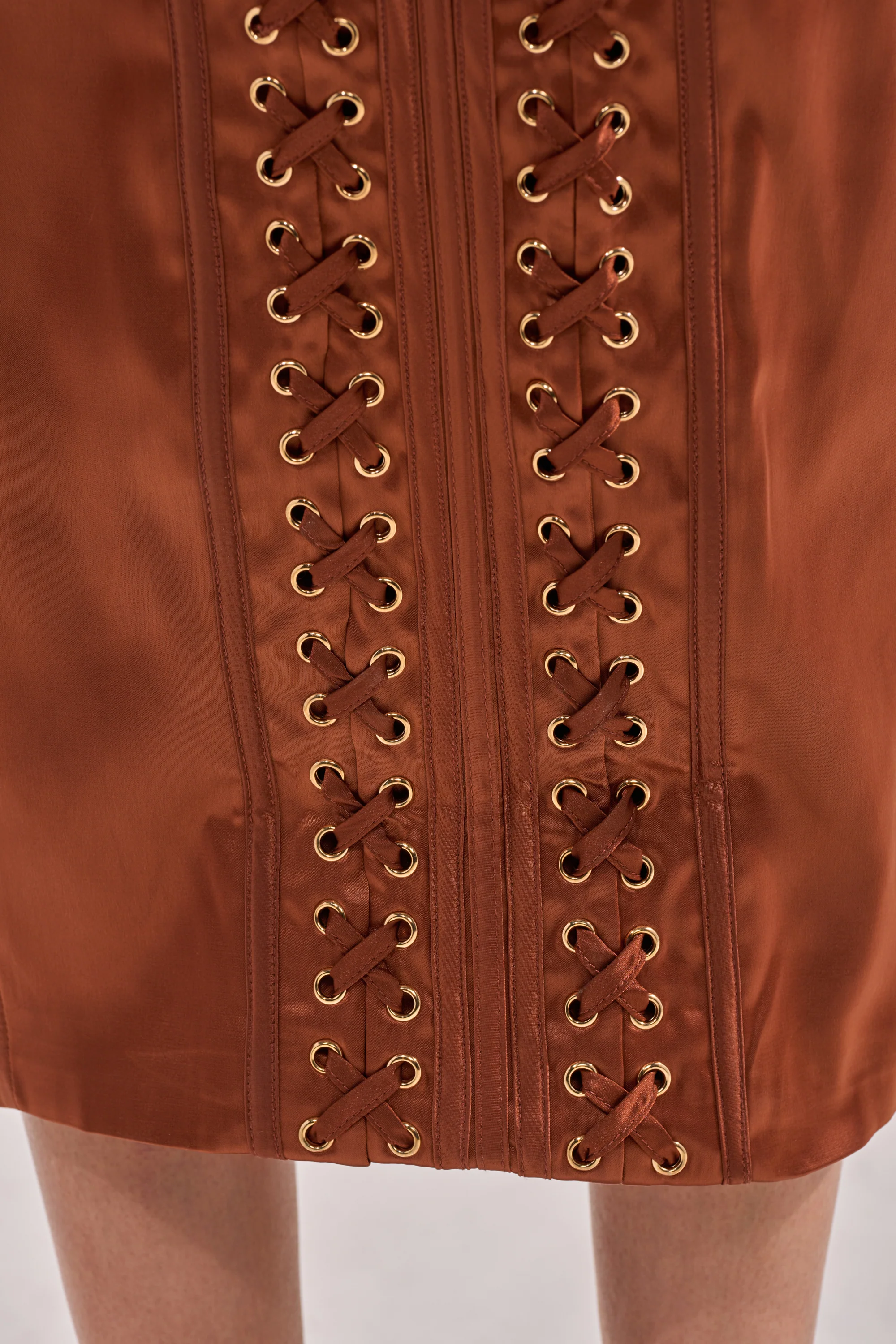 WOAH BABY SATIN MIDI DRESS IN CHOCOLATE - Image 9