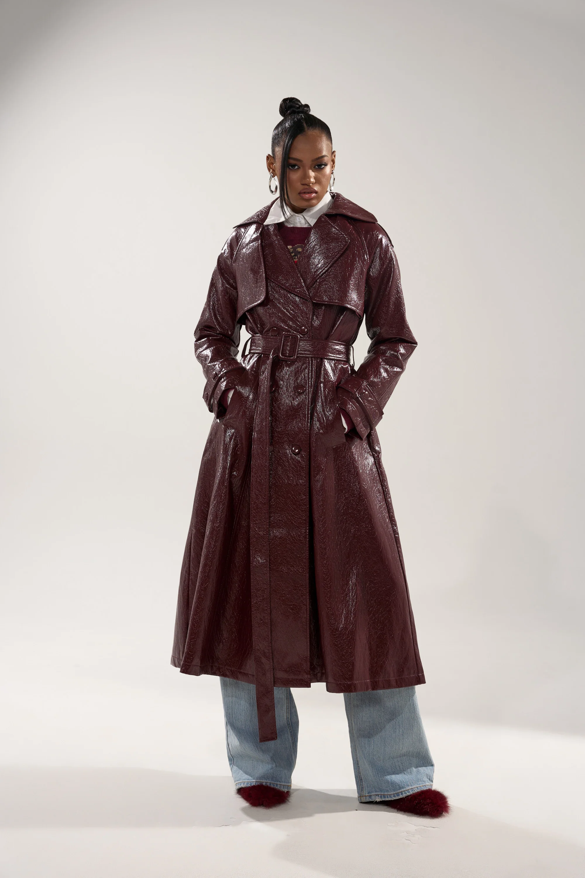 WOKE UP IN PARIS FAUX LEATHER TRENCH
