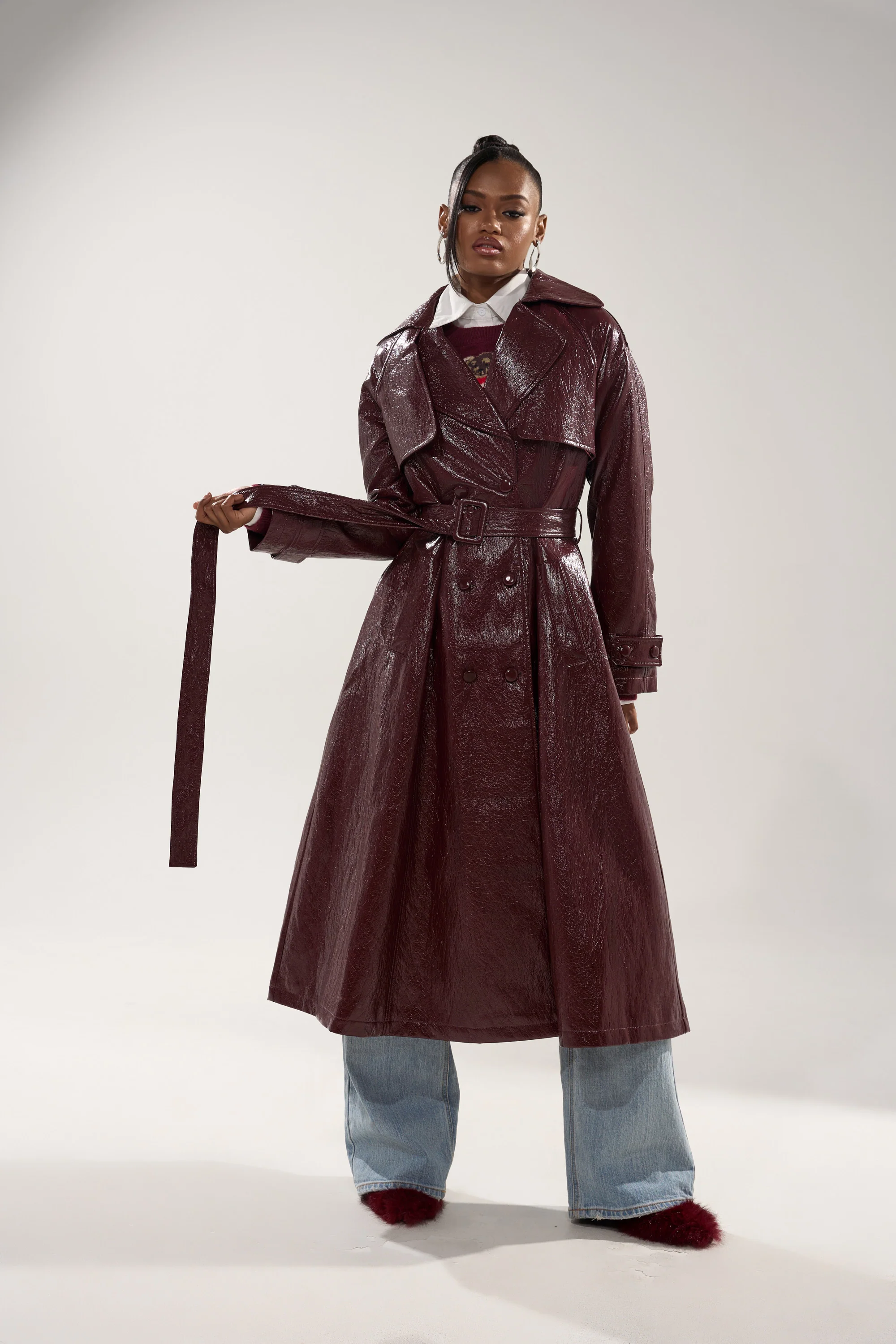 WOKE UP IN PARIS FAUX LEATHER TRENCH - Image 6