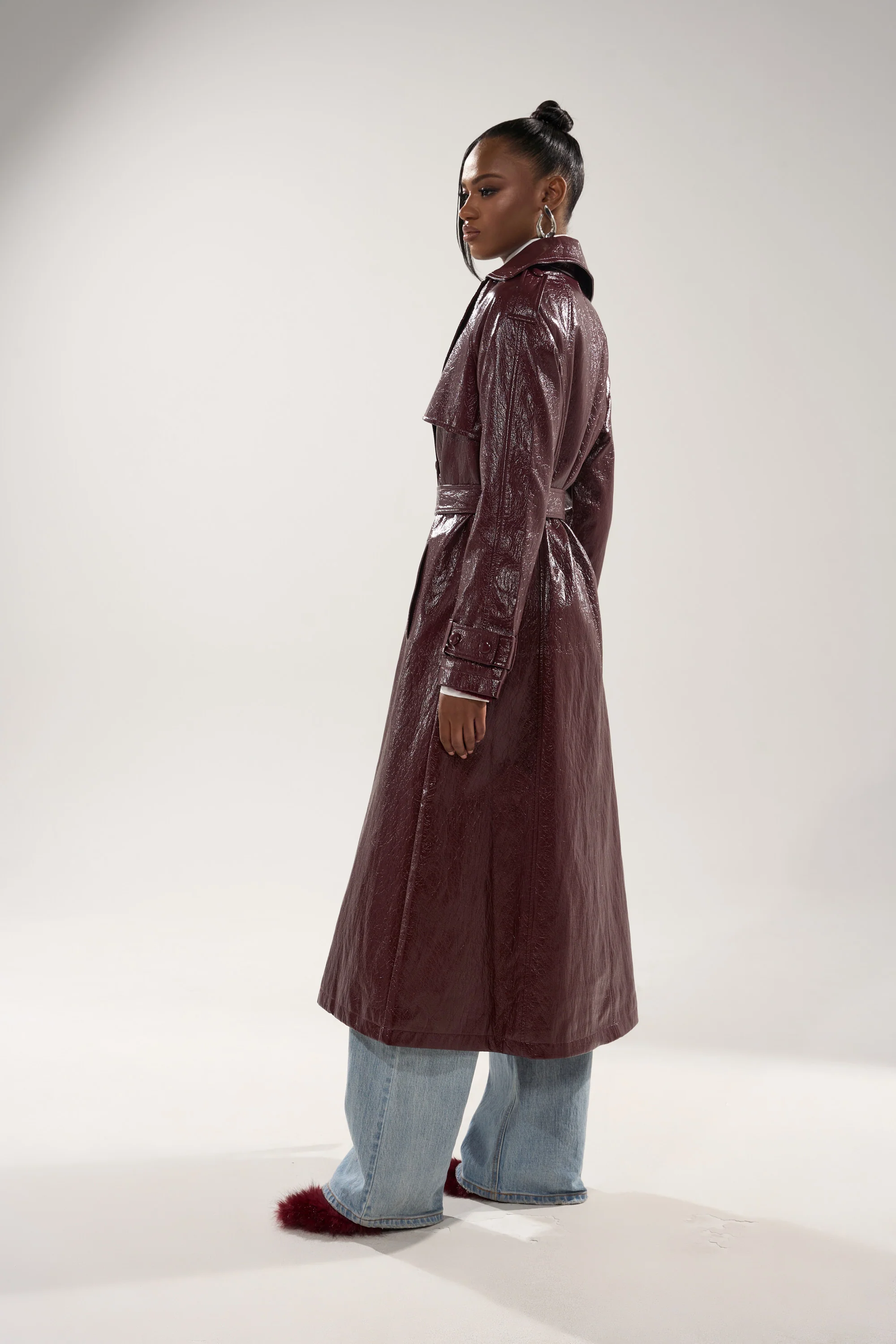 WOKE UP IN PARIS FAUX LEATHER TRENCH - Image 8