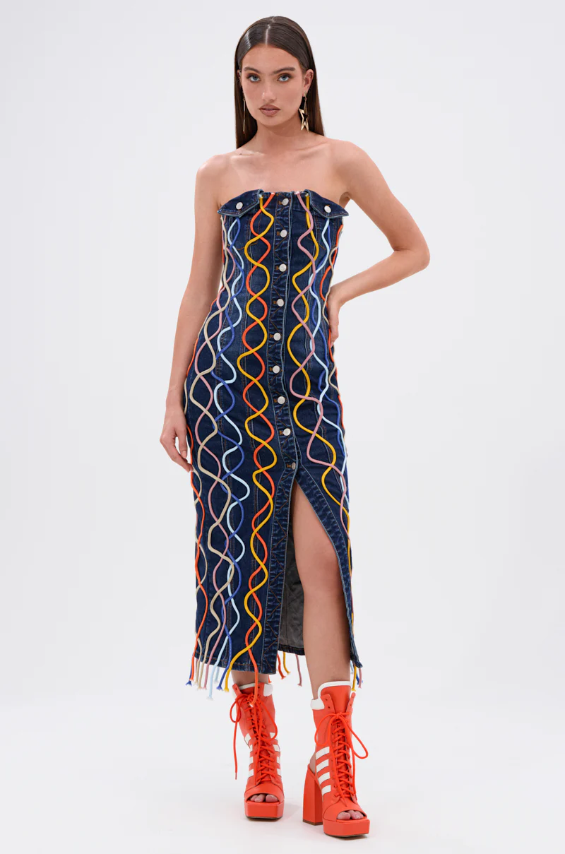 WORK OF ART DENIM MIDI DRESS - Image 3