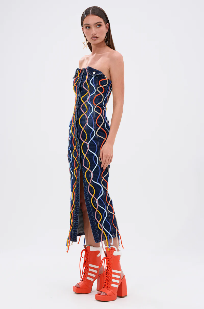WORK OF ART DENIM MIDI DRESS - Image 4