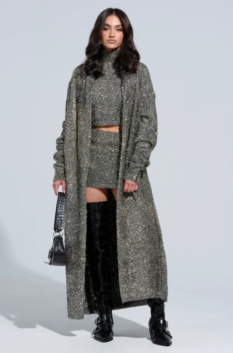 WRAPPED IN GOLD FITTED KNIT MINI SKIRT - Image 6