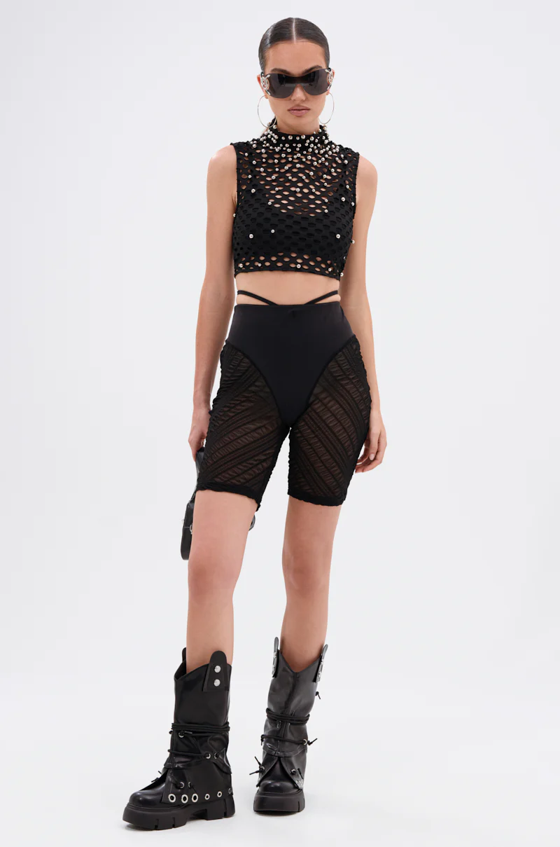 YAS QUEEN MESH BIKER SHORT - Image 7