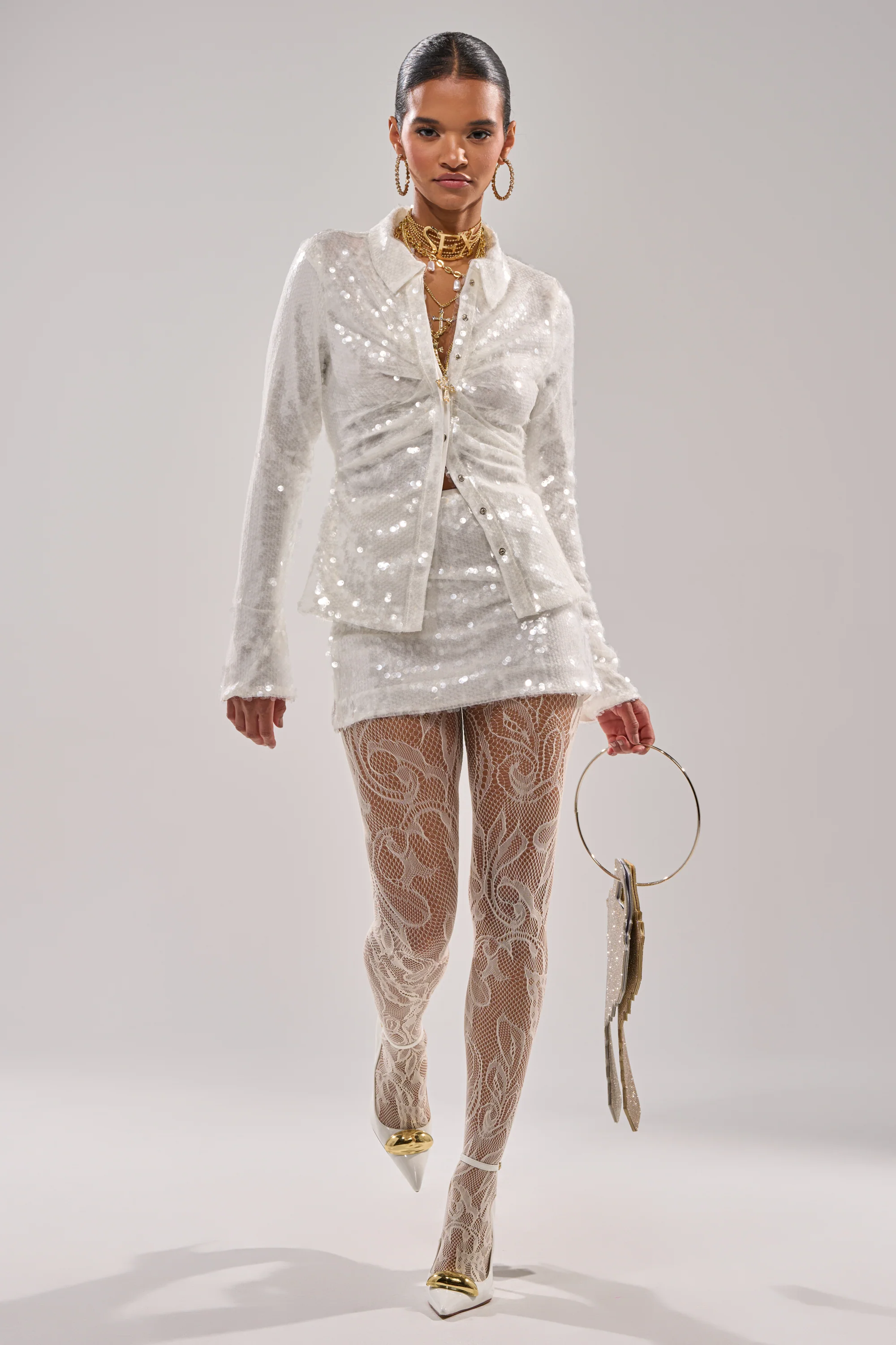 YOU AND ME BABY SEQUIN BUTTON DOWN - Image 6