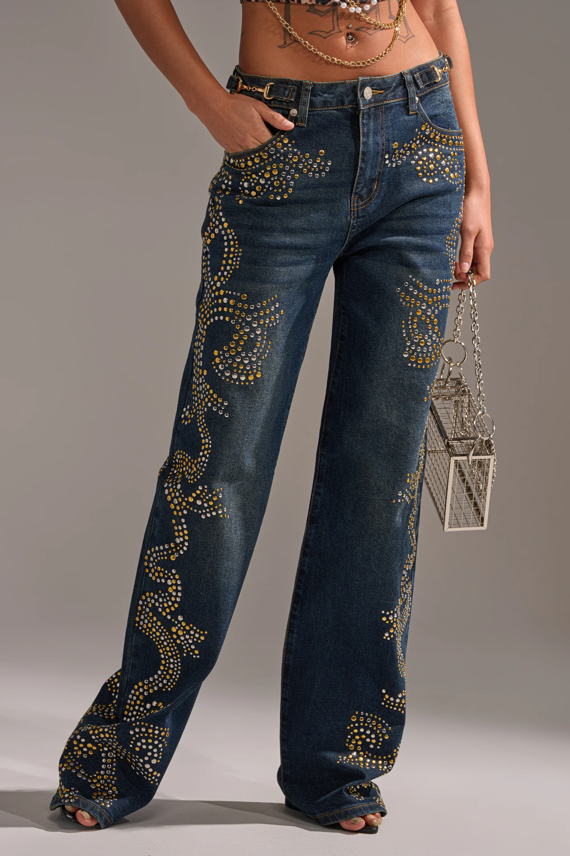ZIGGY STUDDED WIDE LEG DENIM - Image 3